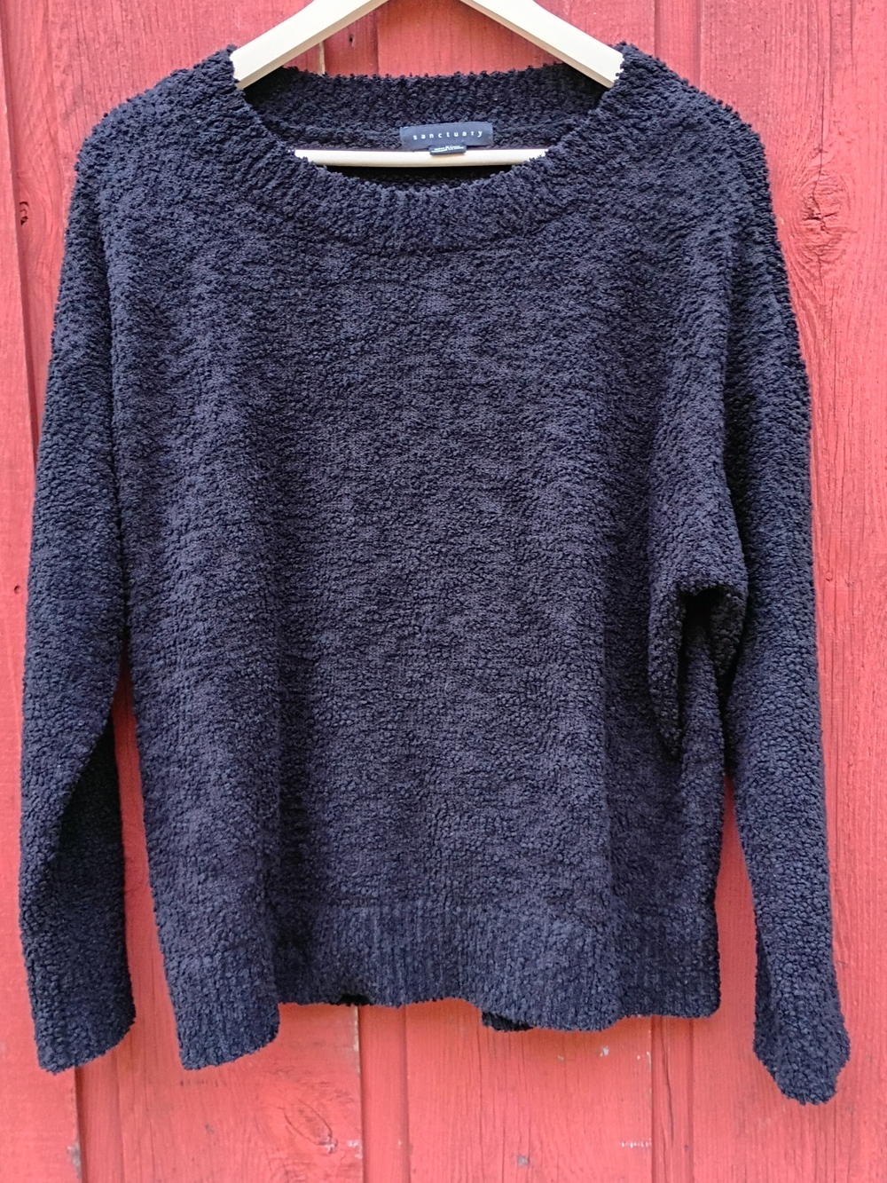 Sanctuary Cozy Black Textured Crewneck Sweater Sz large